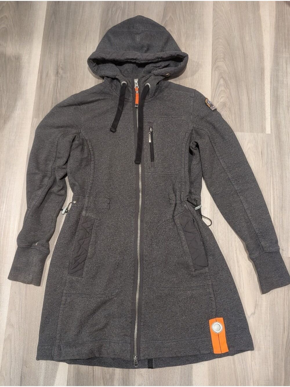 Parajumpers | Avalik Longline Fleece Zip Up Hoodie In Charcoal Grey